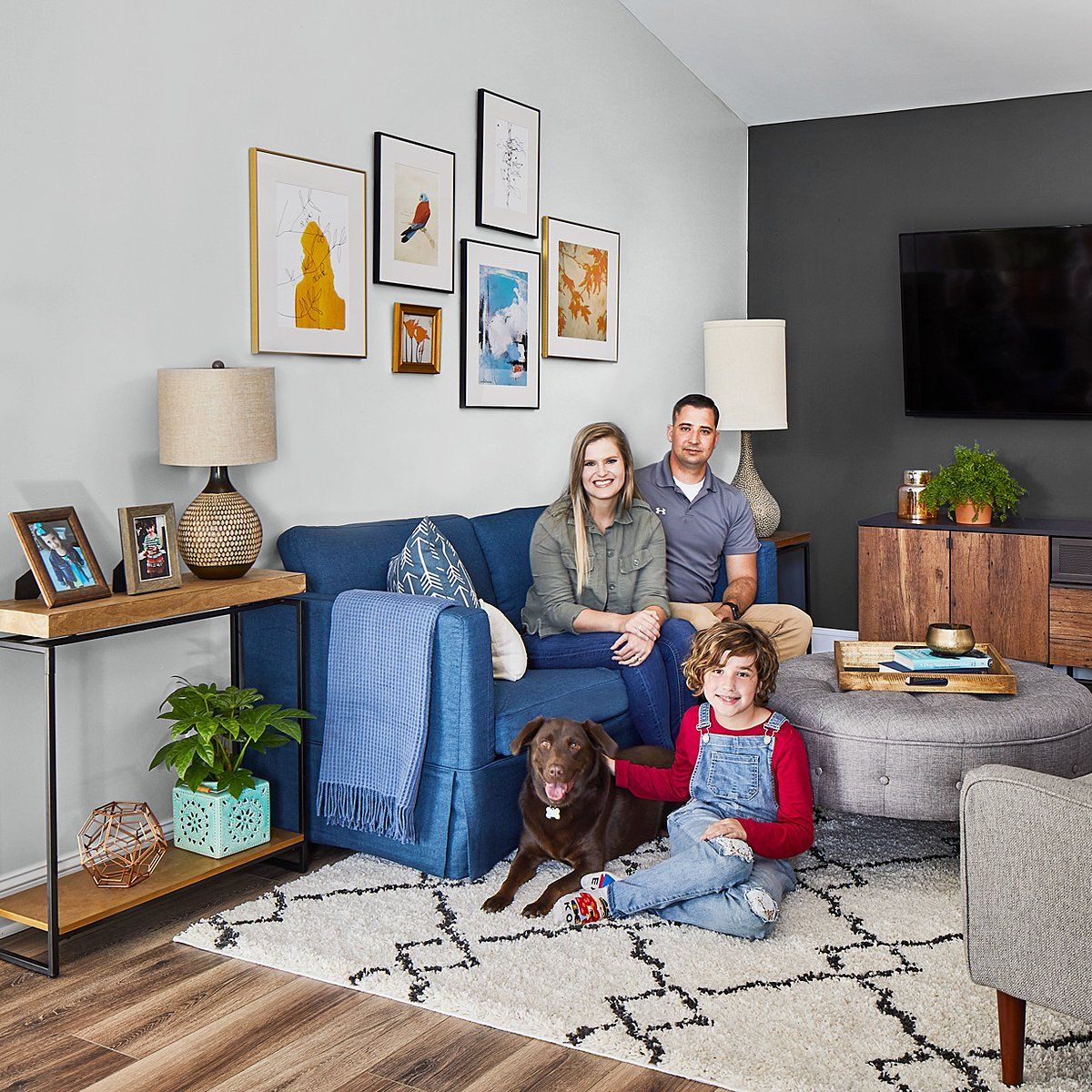 Family in living room